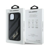 Karl Lagerfeld Diagonal Quilted Script case for iPhone 15 Plus / 14 Plus - black