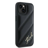 Karl Lagerfeld Diagonal Quilted Script case for iPhone 15 / 14 / 13 - black
