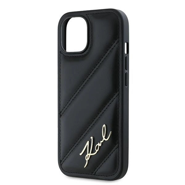 Karl Lagerfeld Diagonal Quilted Script case for iPhone 15 / 14 / 13 - black