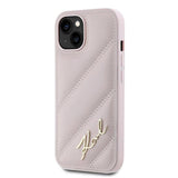 Karl Lagerfeld Diagonal Quilted Script Case til iPhone 15 / 14 / 13 - pink