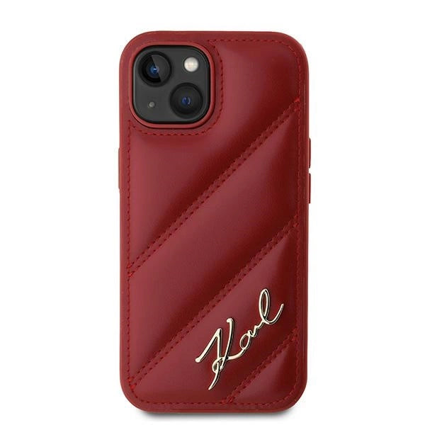 Karl Lagerfeld Diagonal Quilted Script case for iPhone 15 / 14 / 13 - red