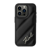 Karl Lagerfeld Diagonal Quilted Script case for iPhone 15 Pro Max - black