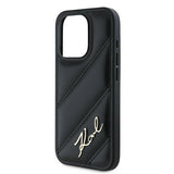 Karl Lagerfeld Diagonal Quilted Script case for iPhone 15 Pro Max - black