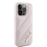 Karl Lagerfeld Diagonal Quilted Script case for iPhone 15 Pro Max - pink