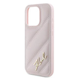 Karl Lagerfeld Diagonal Quilted Script case for iPhone 15 Pro Max - pink