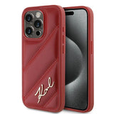 Karl Lagerfeld Diagonal Quilted Script Case til iPhone 15 Pro Max - rød