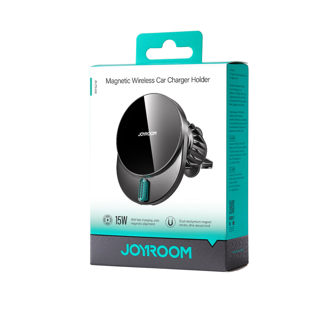 Joyroom JR-ZS409 magnetholder med 15W induktiv oplader til billuftventil - sort