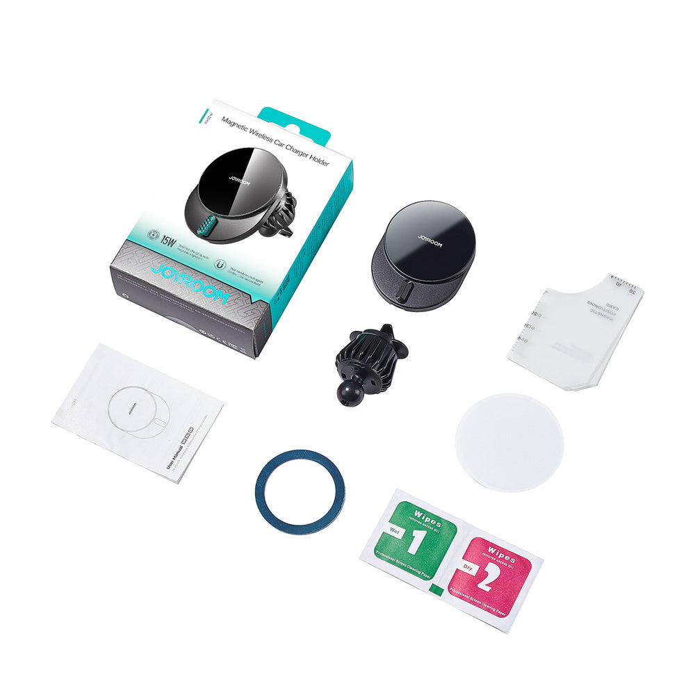 Joyroom JR-ZS409 magnetholder med 15W induktiv oplader til billuftventil - sort