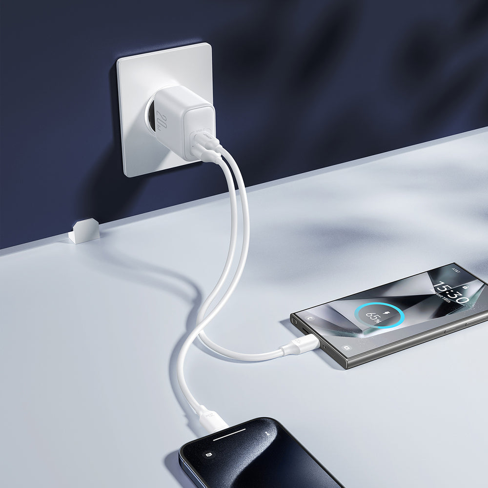 Joyroom JR-TCF21 netværksoplader USB-C / USB-A 20W PD / QC 3.0 - hvid