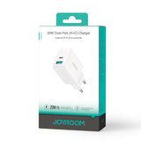 Joyroom JR-TCF21 netværksoplader USB-C / USB-A 20W PD / QC 3.0 - hvid