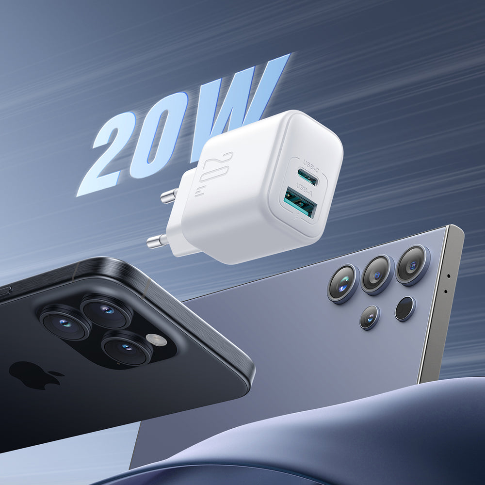 Joyroom JR-TCF21 netværksoplader USB-C / USB-A 20W PD / QC 3.0 - hvid