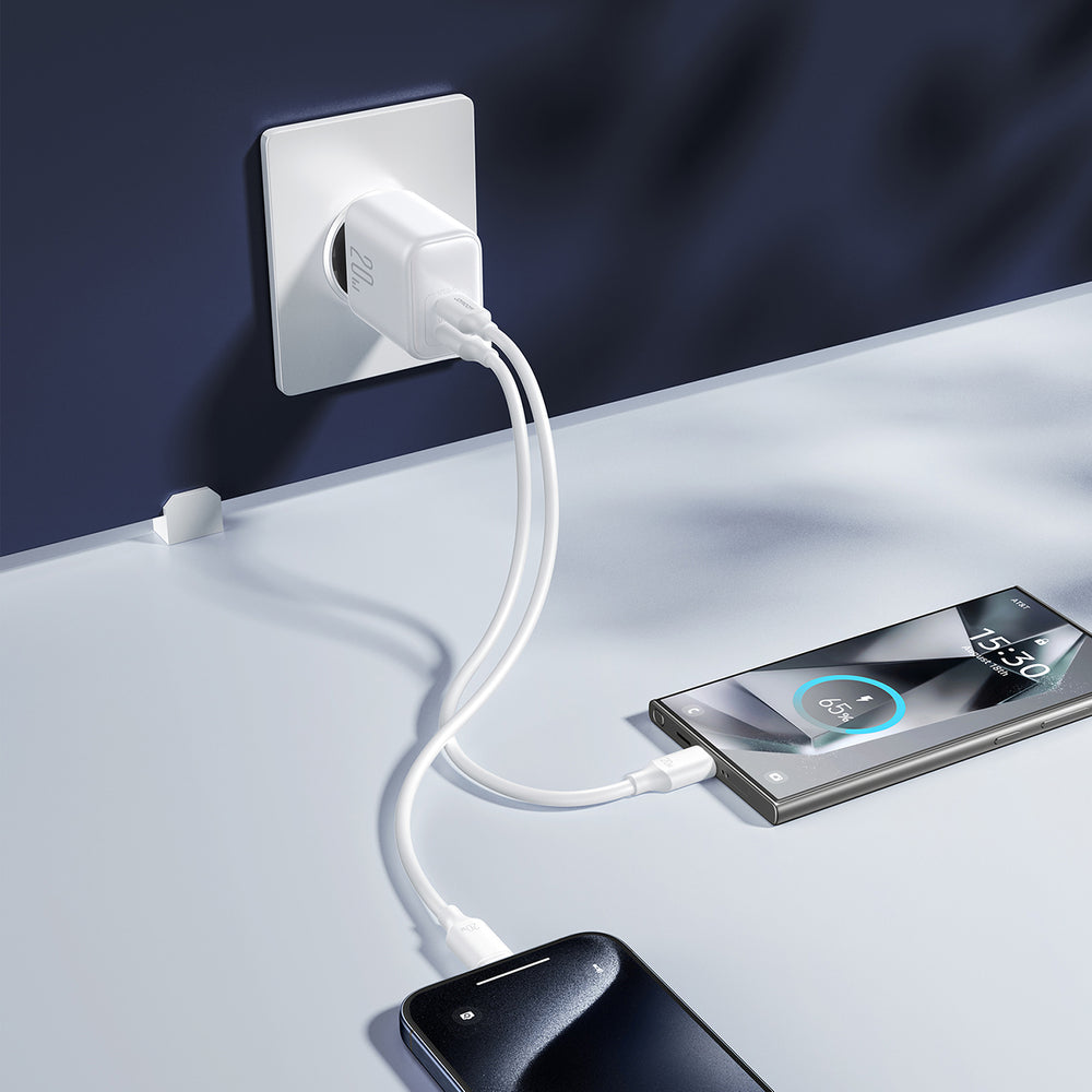 Joyroom JR-TCF12 strømoplader 2x USB-C 20W PD / QC 3.0 - hvid