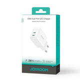 Joyroom JR-TCF12 strømoplader 2x USB-C 20W PD / QC 3.0 - hvid