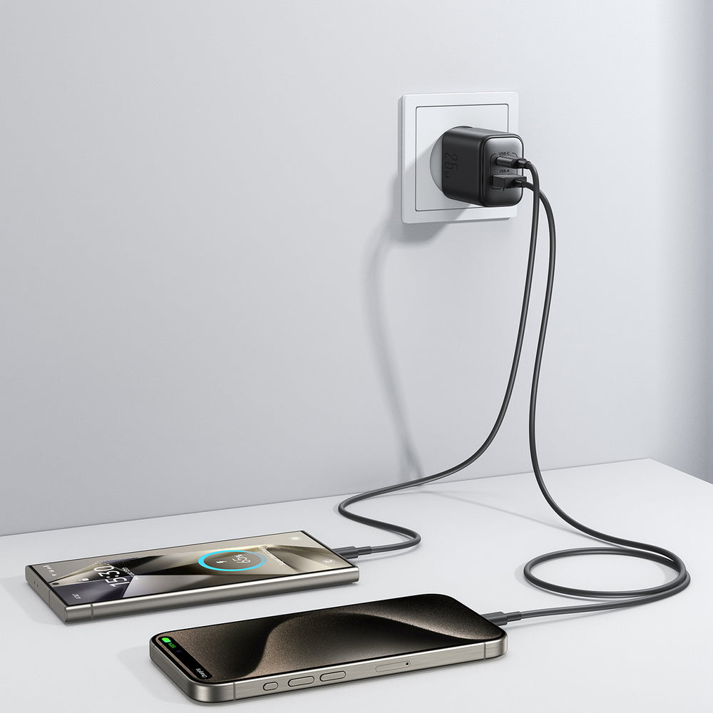 Joyroom JR-TCF13 netværksoplader USB-C / USB-A 25W SFC / PPS / PD - sort