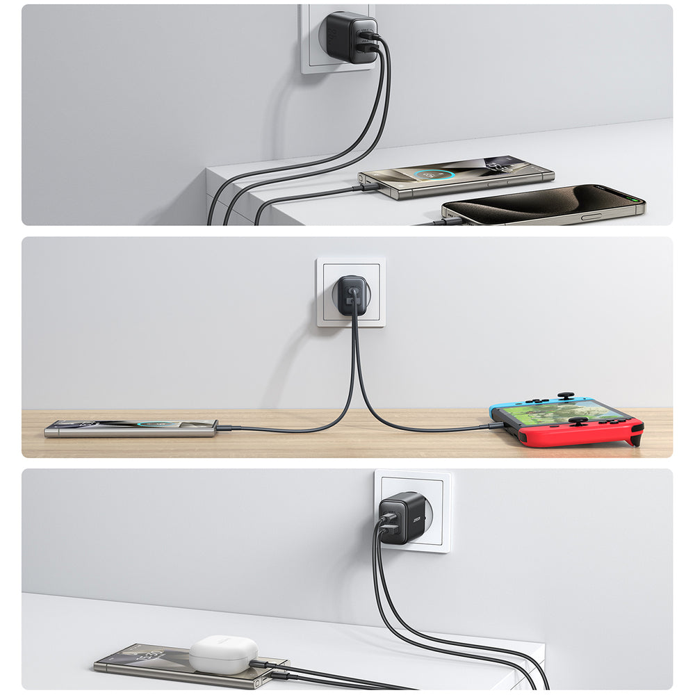 Joyroom JR-TCF13 netværksoplader USB-C / USB-A 25W SFC / PPS / PD - sort