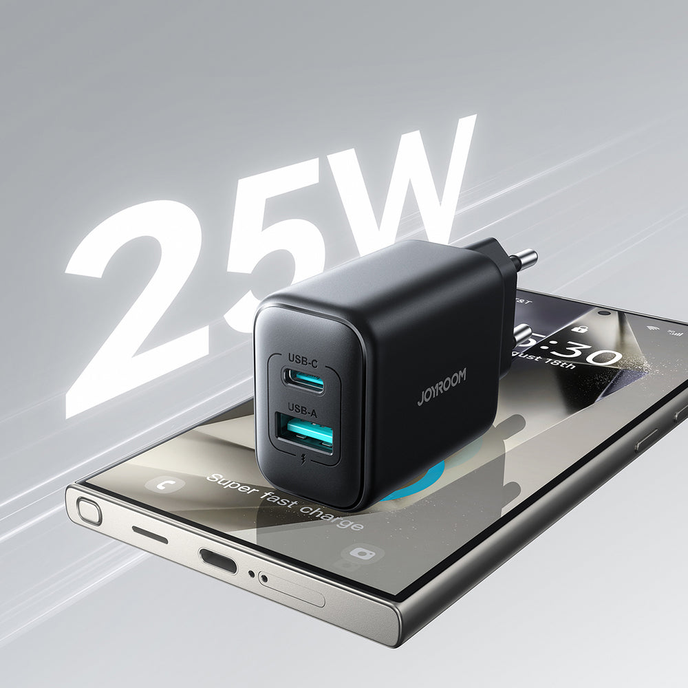 Joyroom JR-TCF13 netværksoplader USB-C / USB-A 25W SFC / PPS / PD - sort
