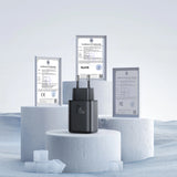 Joyroom JR-TCF23 netværksoplader USB-C 25W SFC / PPS / PD - sort + USB-C / USB-C kabel 1m