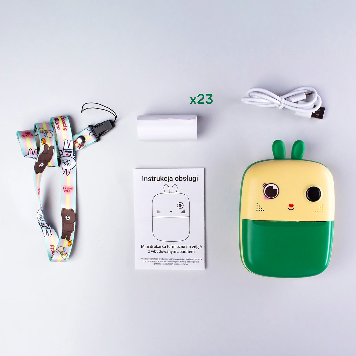 Mini termisk printer til børn med kamera og videokamera - grøn