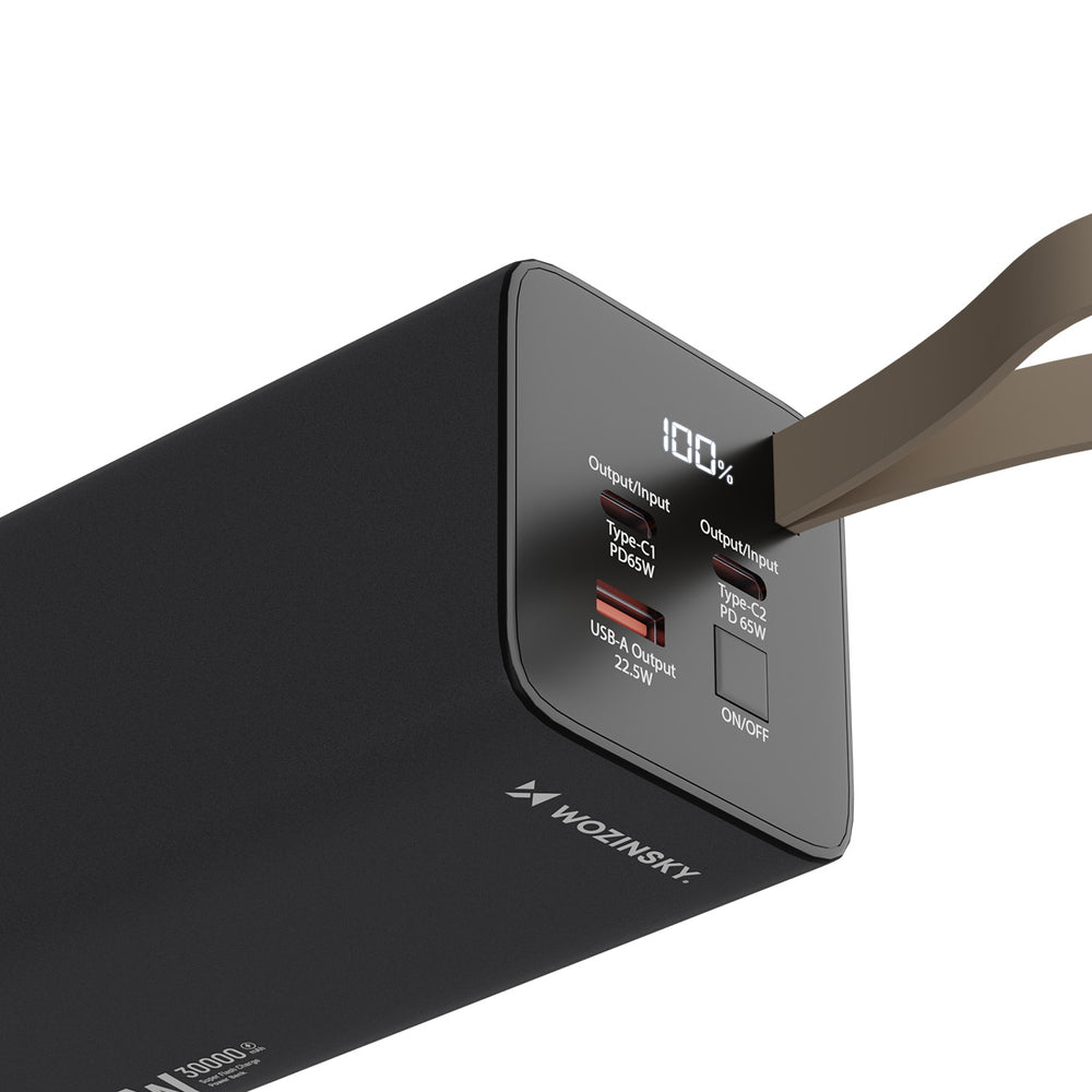 Powerbank Wozinsky K65+ 65W 30000mAh 2x USB-C, 1x USB-A 65W - gray