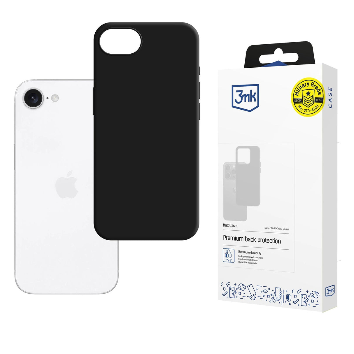 3mk Matt Case til Apple iPhone 16e / SE 4 - sort