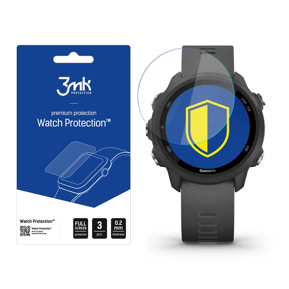 3mk Watch ProtectionTM v. FlexibleGlass hybridglas på Garmin Forerunner 245