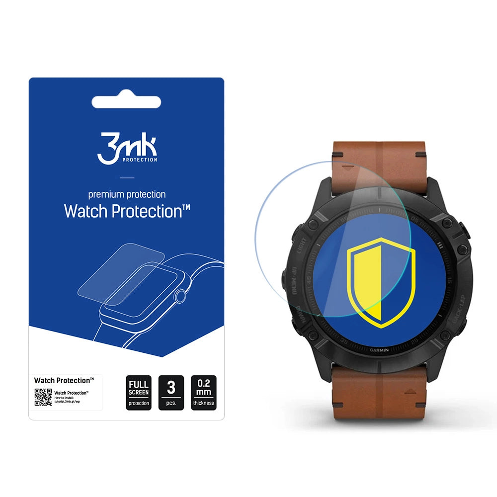 3mk Watch ProtectionTM v. FlexibleGlass hybridglas på Garmin Fenix 6X