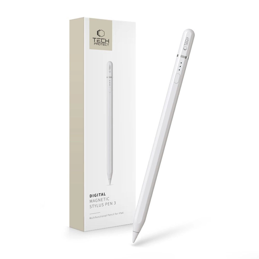Tech- Protect Digital Magnetic Stylus Pen 3 Magnetisk til iPad Tablet - hvid