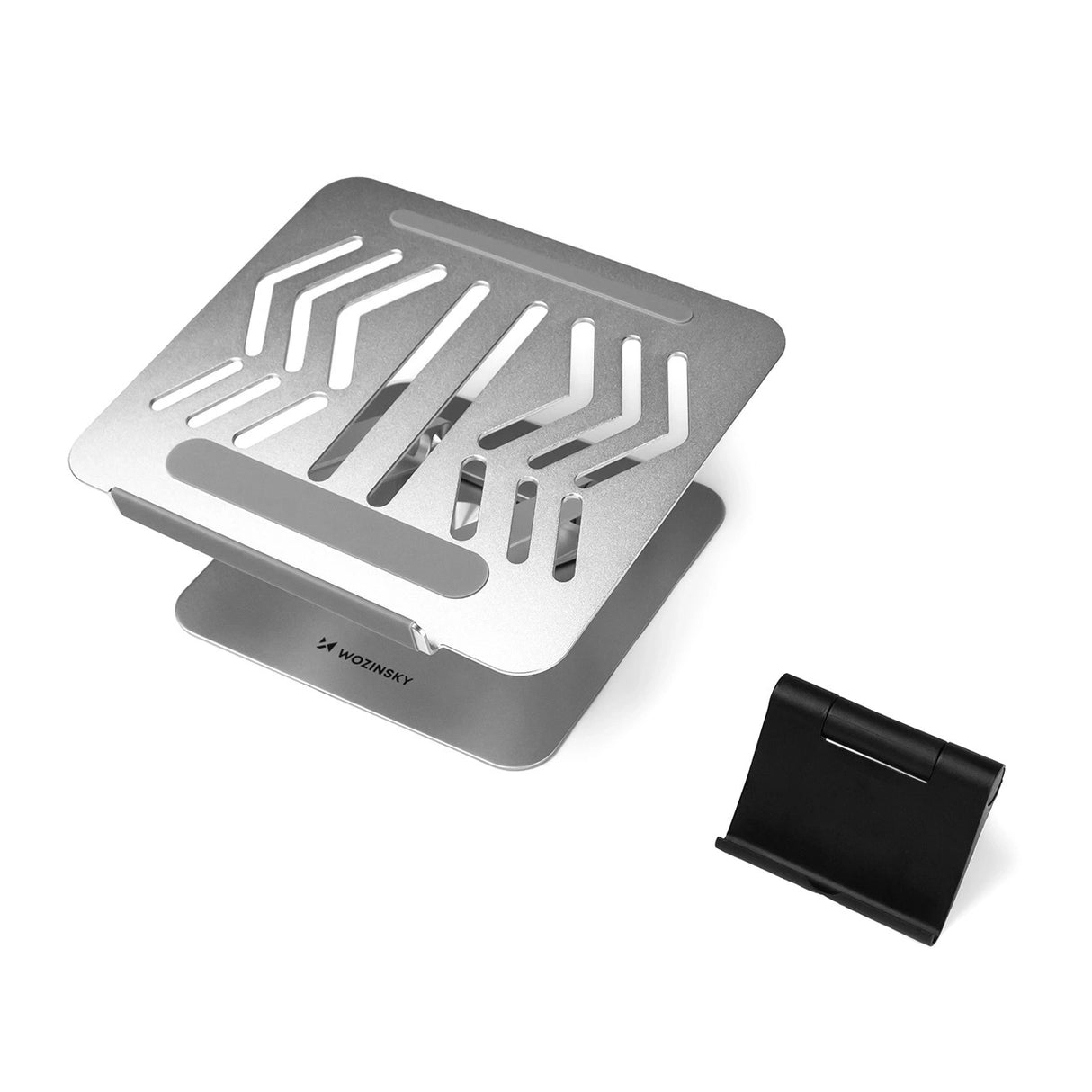 Laptop stativ Wozinsky WRS-CPY84SS aluminium + Gratis! smartphone stativ - sølv