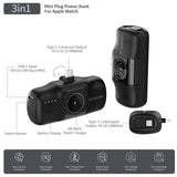 Wozinsky WF16-YCS 5000mAh 15W USB-C Mini Power Bank med indbygget USB-C-kabel og Apple Watch-oplader - sort