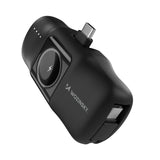 Wozinsky WF16-YCS 5000mAh 15W USB-C Mini Power Bank med indbygget USB-C-kabel og Apple Watch-oplader - sort