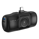 Wozinsky WF16-YCS 5000mAh 15W USB-C Mini Power Bank med indbygget USB-C-kabel og Apple Watch-oplader - sort