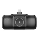 Wozinsky WF16-YCS 5000mAh 15W USB-C Mini Power Bank med indbygget USB-C-kabel og Apple Watch-oplader - sort