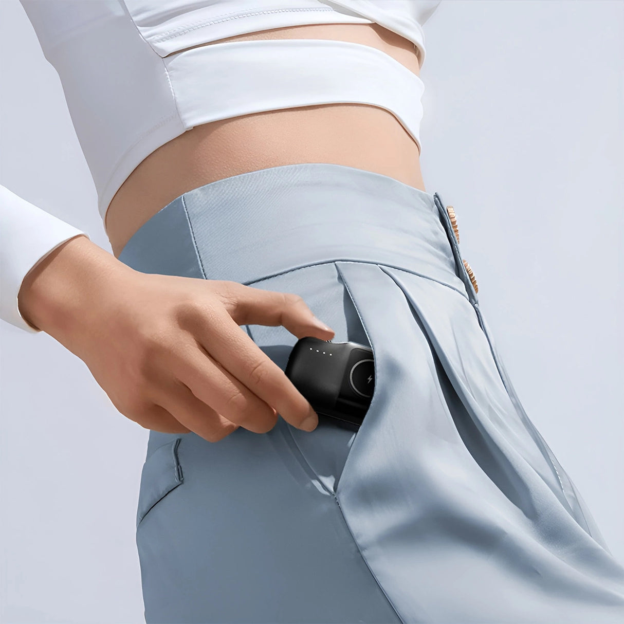 Wozinsky WF16-YCS 5000mAh 15W USB-C Mini Power Bank med indbygget USB-C-kabel og Apple Watch-oplader - sort