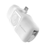 Wozinsky WF16-YCS 5000mAh 15W USB-C Mini Power Bank med indbygget USB-C-kabel og Apple Watch-oplader - hvid
