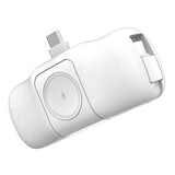 Wozinsky WF16-YCS 5000mAh 15W USB-C Mini Power Bank med indbygget USB-C-kabel og Apple Watch-oplader - hvid
