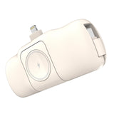 Wozinsky WF16-YLS 5000mAh 15W Lightning Mini Power Bank med indbygget USB-C-kabel og Apple Watch-oplader - Beige