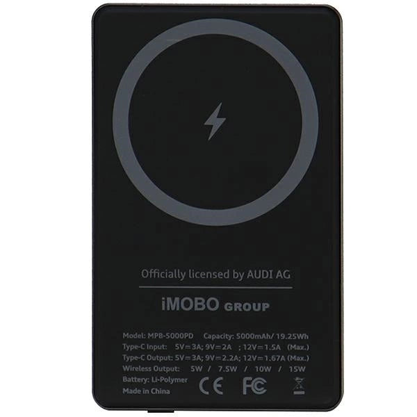Powerbank Audi Big Logo MagSafe induktiv 15W 5000mAh - grå