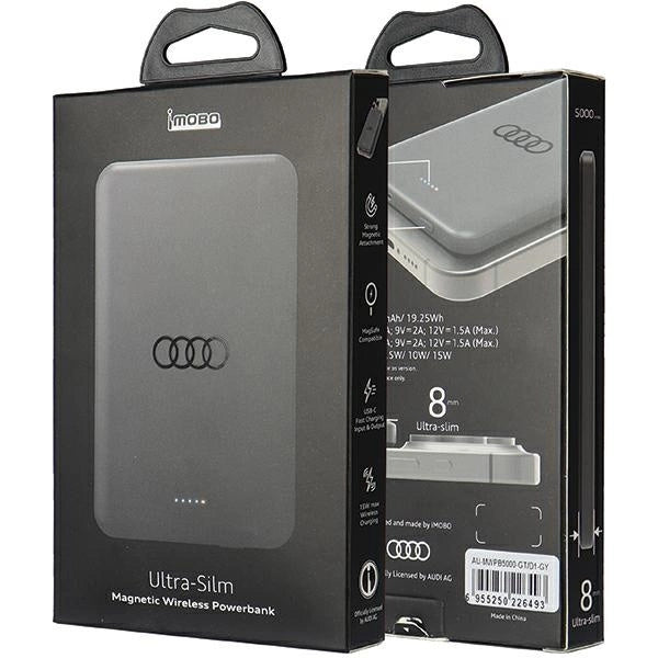 Powerbank Audi Big Logo MagSafe induktiv 15W 5000mAh - grå