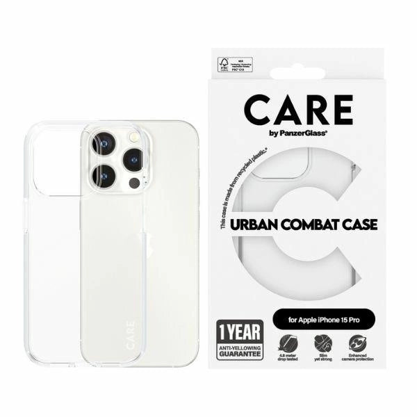 CARE af PanzerGlass Urban Combat Case til iPhone 15 Pro - Clear