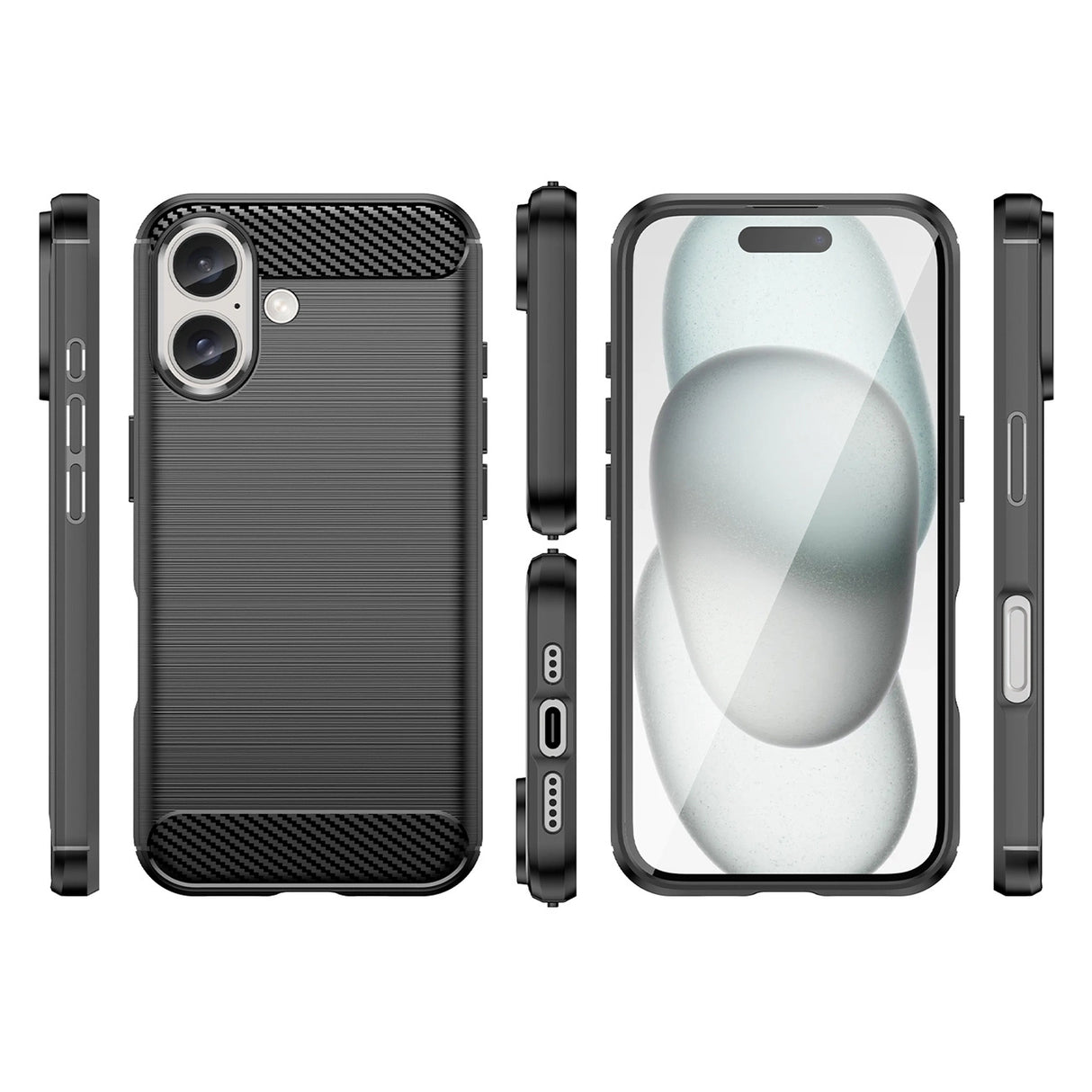 Carbon Case for iPhone 16 Silicone Case - Black