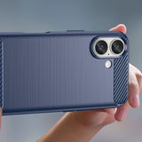 Carbon Case til iPhone 16 Silicone Case - Blå