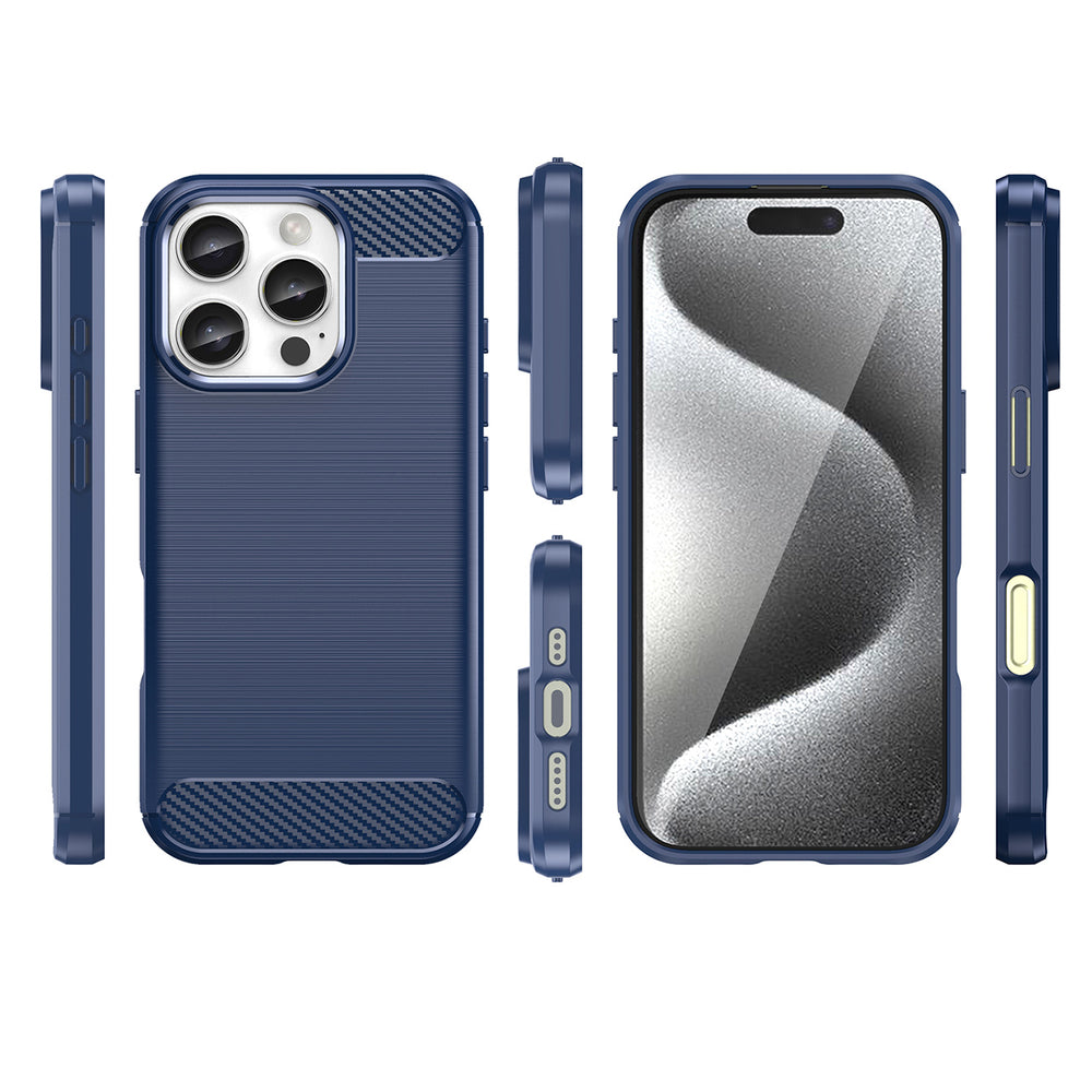 Carbon Case til iPhone 16 Pro Max Silicone Case - Blå