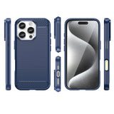 Carbon Case til iPhone 16 Pro Max Silicone Case - Blå