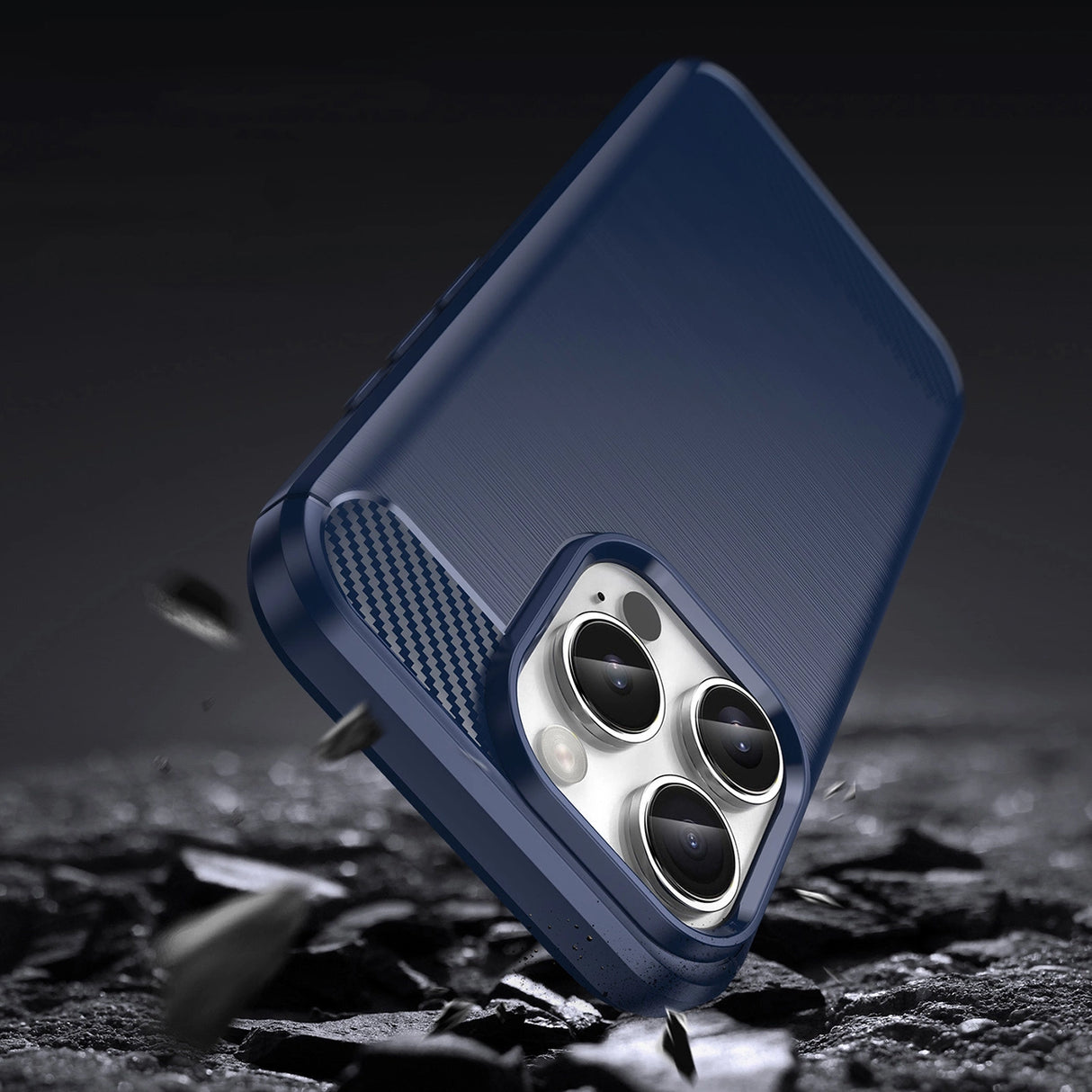 Carbon Case til iPhone 16 Pro Max Silicone Case - Blå