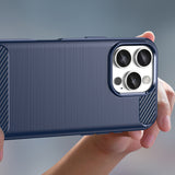 Carbon Case til iPhone 16 Pro Max Silicone Case - Blå