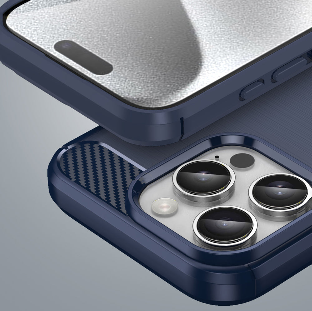 Carbon Case til iPhone 16 Pro Max Silicone Case - Blå