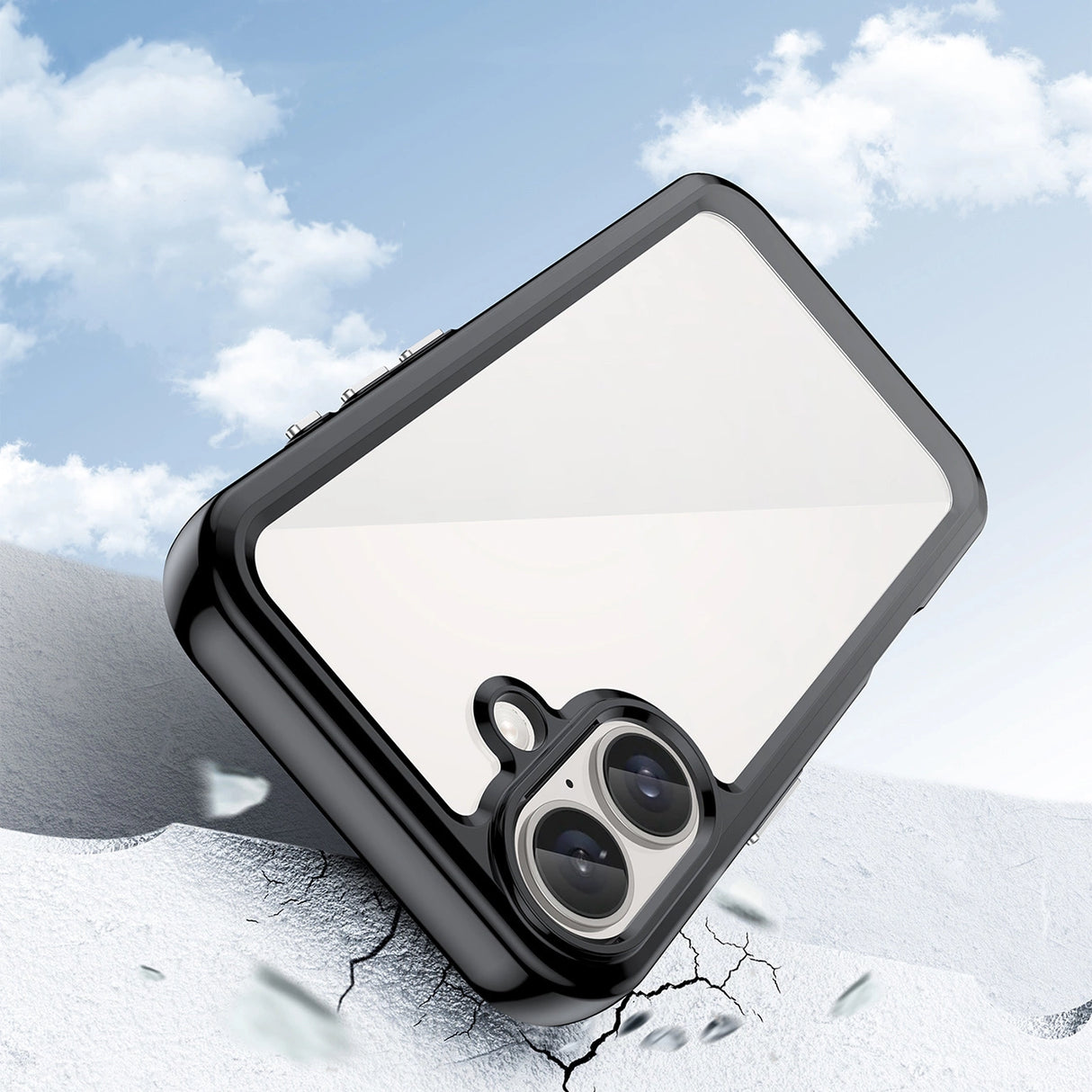 Udendørs rumkasse med gelramme til iPhone 16 - sort