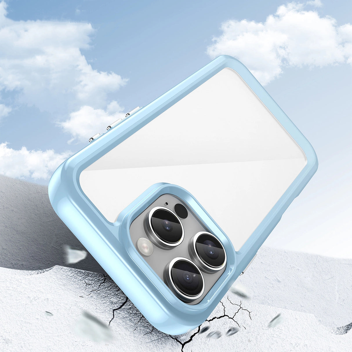 Udendørs rumkasse med gelramme til iPhone 16 Pro Max - Blå
