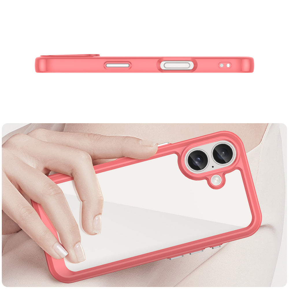 Outer Space Case med Gel Frame til iPhone 16 - Rød