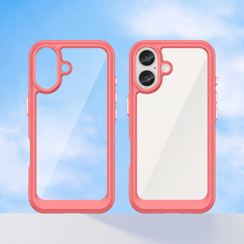Outer Space Case med Gel Frame til iPhone 16 - Rød